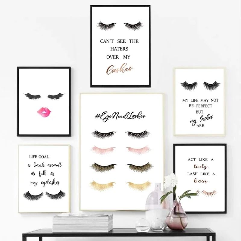 1 adet çerçevesiz tuval boyama - Eyelash Extension Quotes incelemesi ve fiyatı